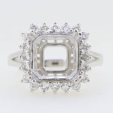 Sterling Silver Semi Mount Ring Setting Square Emerald SQ 10X10mm Halo Topaz Syzjewelry